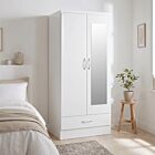 Nevada Mirrored 2 Door Wardrobe - White Gloss