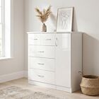 Nevada 5 Drawer Low Wardrobe - White Gloss