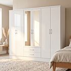 Nevada 6 Door 2 Drawer Wardrobe - White Gloss