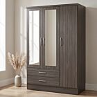Nevada 3 Door 2 Drawer Wardrobe - Black Wood Grain
