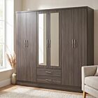 Nevada 6 Door 2 Drawer Wardrobe - Black Wood Grain