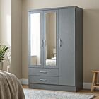 Nevada 3 Door 2 Drawer Wardrobe - 3D Effect Grey