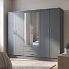 Nevada 6 Door 2 Drawer Wardrobe - 3D Effect Grey