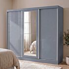 Nevada 3 Door Slider Wardrobe - Grey Gloss