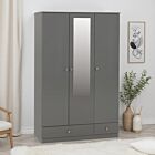 Denver 3 Door 2 Drawer Mirrored Wardrobe - Grey Gloss
