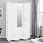 Denver 3 Door 2 Drawer Mirrored Wardrobe - White Gloss