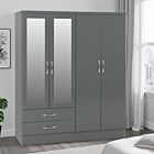 Nevada 4 Door 2 Drawer Wardrobe - Grey Gloss