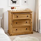 Corona 3 Drawer Chest - Distressed Waxed Pine