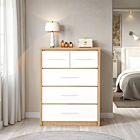 Seville 3+2 Drawer Chest - White Gloss/Light Oak Effect Veneer