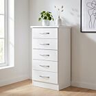 Nevada 5 Drawer Narrow Chest - White Gloss