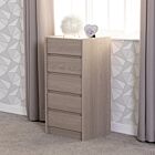 Paris 5 Drawer Chest - Smoked Ash Effect