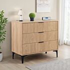 Miami 3 Drawer Chest - Oak Effect/Black