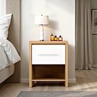 Seville 1 Drawer Bedside - White Gloss/Light Oak Effect Veneer
