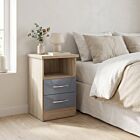 Nevada 2 Drawer Bedside - Grey Gloss/Light Oak Effect Veneer
