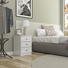 Denver 3 Drawer Bedside - White Gloss