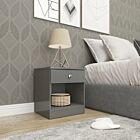 Denver 1 Drawer Bedside - Grey Gloss