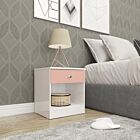 Denver 1 Drawer Bedside - White/Pink Gloss