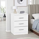 Dakota 3 Drawer Bedside - White