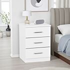 Dakota 3 Drawer Bedside - White