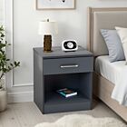 Dakota 1 Drawer Bedside - Dark Grey