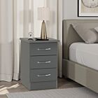 Nevada 3 Drawer Bedside - Grey Gloss
