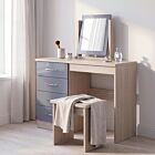 Nevada Dressing Table Set - Grey Gloss/Light Oak Effect Veneer
