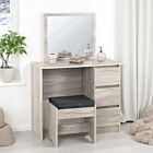 Malvern 3 Drawer Dressing Table Set - Urban Snow/Steel Fabric