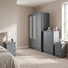 Nevada 3 Door 2 Drawer Wardrobe Bedroom Set - 3D Effect Grey