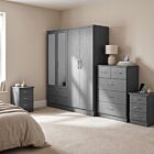 Nevada 4 Door 2 Drawer Wardrobe Bedroom Set - 3D Effect Grey