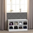 Portland Shoe Bench - White/Steel Fabric