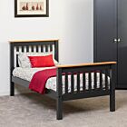 Monaco 3' High End Bed - Dark Grey/Oak Effect