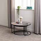 Athens Round Coffee Table Set - Concrete Effect