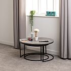 Athens Round Coffee Table Set - Concrete Effect