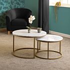 Dallas Round Coffee Table Set - Marble/Gold Effect