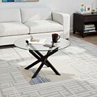 Sheldon Round Coffee Table - Clear Glass/Black
