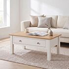 Cambridge 1 Drawer Coffee Table - Linen/Oak