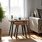 Quebec Wave Edge Nest Of Tables - Medium Oak Effect