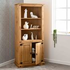 Corona 2 Door Display Unit/Bookcase - Distressed Waxed Pine
