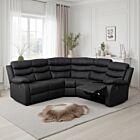 Roma Corner Recliner Sofa - Black Faux Leather