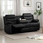 Roma 3 Seater Recliner Sofa - Black Faux Leather