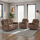 Guildford 3+1+1 Recliner Suite - Antelope Brown Fabric