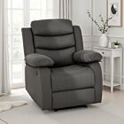 Roma Recliner Chair - Grey Faux Leather