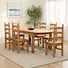 Corona Extending Dining Set (X6 Chairs) - Distressed Waxed Pine