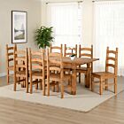 Corona Extending Dining Set (X8 Chairs) - Distressed Waxed Pine