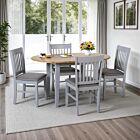 Oxford Extending Dining Set (X4 Chairs) - Grey/Natural Oak/Grey Fabric