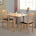 Mason Double Drop Leaf Dining Set (X2 Chairs) - Oak Varnish/Brown Faux Leather