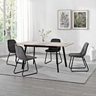 Avery & Lukas Extending Dining Set (X4 Chairs) - Concrete/Grey Velvet