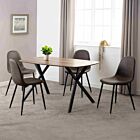 Athens Rectangular Dining Set (X4 Chairs) - Medium Oak Effect/Brown Faux Leather