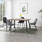 Quebec Wave & Lukas Dining Set (X4 Chairs) - Medium Oak Effect/Grey Velvet