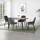 Quebec Wave & Avery Dining Set (X4 Chairs) - Medium Oak Effect/Grey Velvet